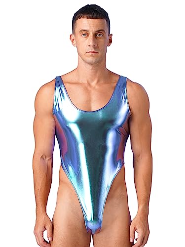 inhzoy Herren Metallic Bodysuit Wetlook Body Stringbody Sport Unterhemd Tank Top Thong Leotard Trikot Unterwäsche Party Clubwear A_Bunt XXL von inhzoy