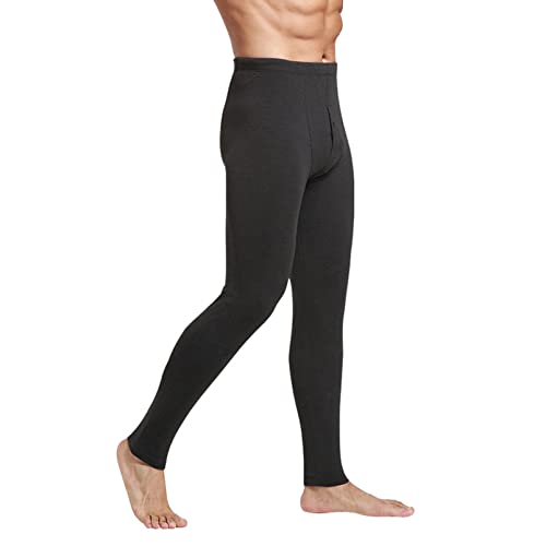 inhzoy Herren Ski- und Thermounterhose Lang mit Eingriff Thermo Unterwäsche Hose Kälteschutz Wärmende Leggings für Wintersport Skifahren Wandern Lauf Fußball Schwarz XL von inhzoy