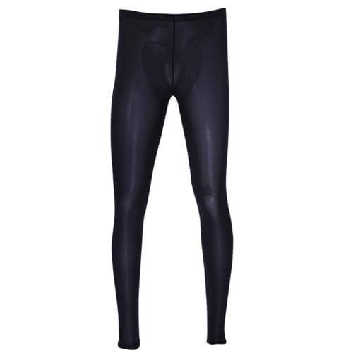 inhzoy Herren Transparent Leggings Sexy Strumpfhose Lange Pantyhose Sport Tights Pants Fitness Slim Fit Schwarz XL von inhzoy
