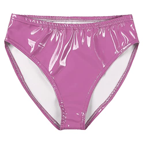 inhzoy Herren Wetlook Slip Unterwäsche Lack Leder Boxer Briefs Shorts Hot Pants Sexy Latex Bikinislip Reizwäsche Clubwear Hotpink_M XL von inhzoy