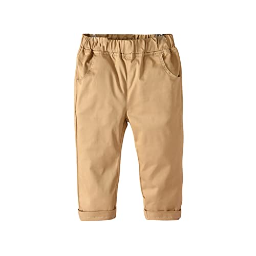 inhzoy Kinder Baby Jungen Hose Straight Chino Pants Baumwolle Elastische Bund Sport Freizeithose Sweathose Regular Fit Khaki 104-110/4-5 Jahre von inhzoy