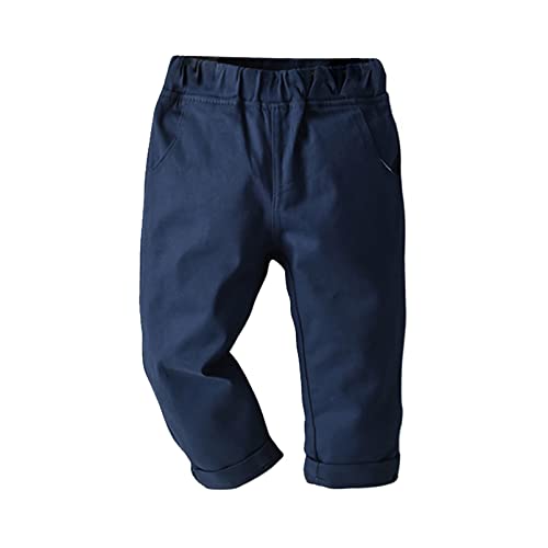 inhzoy Kinder Baby Jungen Hose Straight Chino Pants Baumwolle Elastische Bund Sport Freizeithose Sweathose Regular Fit Navy Blau 104-110/4-5 Jahre von inhzoy