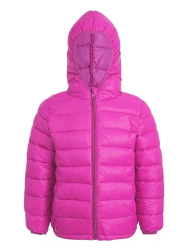 inhzoy Kinder Baby Jungen Mädchen Steppjacke Leichte Puffer Jacke mit Kapuze Neugeborene Herbst Winter Warme Outdoor Übergangsjacke Hotpink_B 158-164 von inhzoy