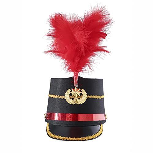 inhzoy Kinder Drum Majorette Uniform Trommel Major Hut Königliche Soldatenhut Royal Guard Mütze Fasching Party Hut Accessoires K_Schwarz&Rot Einheitsgröße von inhzoy