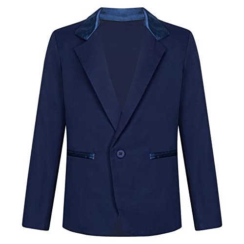 inhzoy Kinder Jungen Blazer Formelle Anzugjacke Sakko Regular Fit mit Revers Hochzeit Party Freizeit Tuxedo Mantel B_Marineblau 122-128/7-8 Jahre von inhzoy