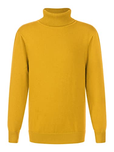 inhzoy Kinder Jungen Mädchen Rollkragenpullover Gerippter Gestrickter Winterpullover Pulli Warme Strickoberteil Solid Knit Sweater A_Gelb 122-128/7-8 Jahre von inhzoy