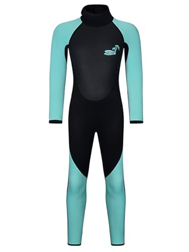inhzoy Kinder Jungen Neoprenanzug 3mm Lang Ganzkörper Neopren Bademode Thermo Zum Schwimmen Surfen Tauchen Hellgrün 140-146 von inhzoy