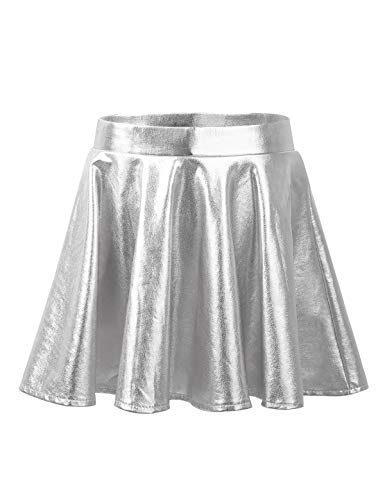 inhzoy Kinder Mädchen Metallic Rock Shinny Skaterock Tanz Rock Ballett Skating Jazz Gymnastik Party Disco Wettbewerb Kleidung Silber 122-128 von inhzoy