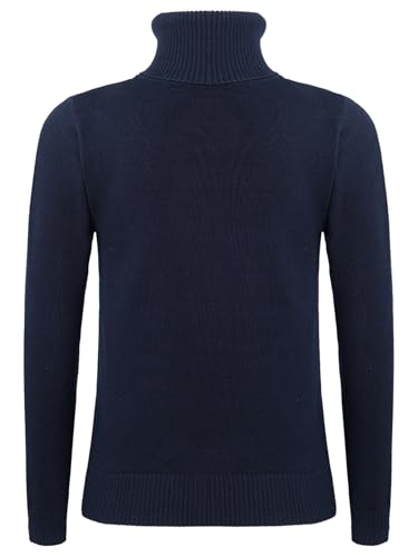inhzoy Kinder Rollkragen Pullover Jungen Mädchen Strickpullover Gerippter Winter Weihnachten Pullover Langarm Strickoberteil Knit Sweater Marineblau 170 von inhzoy