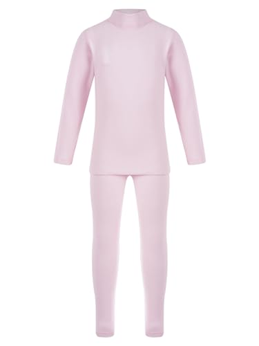 inhzoy Kinder Thermounterwäsche Set Innenfleece Thermo Leggings Oberteil Set Warme Funktion Skiunterwäsche Set für Mädchen Jungen Rosa_E 110-116 von inhzoy