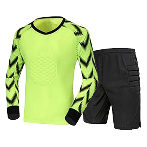 inhzoy Kinder Torwart Set Kurz Jungen Torwarttrikot Gepolstert Langarm Oberteil Und Shorts Kurze Hose Set Fußball Traningsset B_Neongrün 164-176/14-16 Jahre von inhzoy