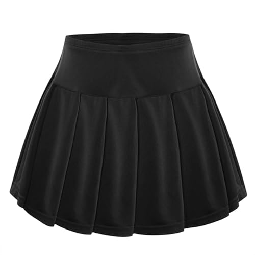 inhzoy Mädchen 2 in 1 Tennisrock mit Innenhose Tennis Skort Golf Rock Plissiert Athletic Sportrock Laufenrock Hohe Taille Schwarz_F 134-140 von inhzoy