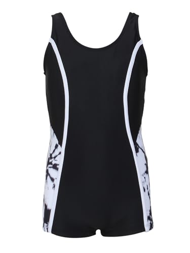 inhzoy Mädchen Badeanzug Mit Bein Einteiler Sport Schwimmanzug Bademode für Training Wettkampf Kinder Sommer Strandmode Schwarz_A 146-152 von inhzoy