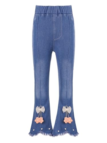 inhzoy Mädchen Jeans Schlaghosen Kinder Stretch Skinny Jeanshose Retro Denim Hose Schlag Leggings High Waist Neu_L 122-128 von inhzoy