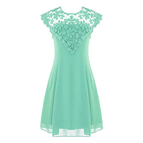 inhzoy Mädchen Kleid Festlich Hochzeit Chiffon Spitze Brautjungfer Blumenmädchen Kleider Party Festtag Prinzessin Kleid Gr. 116-176 Minzgrün_C 176/16 Jahre von inhzoy