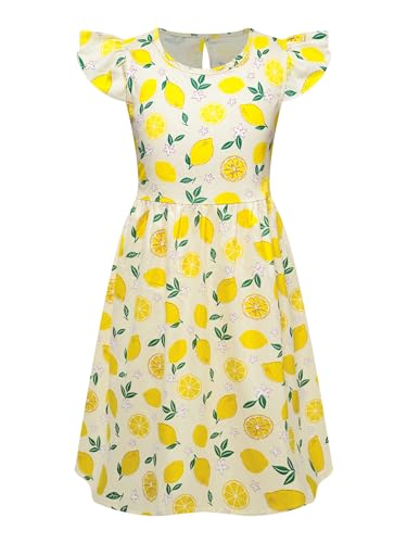inhzoy Mädchen Sommerkleid Blumenmuster Skaterkleid Mit Rüschenärmel A-Linie Sommer Partykleid Freizeitkleid Casual Strand Festzug Kleidung Zitrone-Gelb 122-128 inhzoy Mädchen Sommerkleid Blumenmuster Skaterkleid Mit Rüschenärmel A-Linie Sommer Partykleid Freizeitkleid Casual Strand Festzug Kleidung Zitrone-Gelb 122-128 von inhzoy