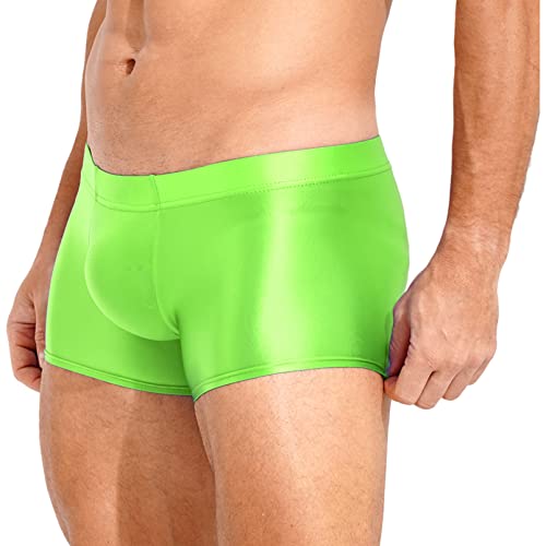 inhzoy Männer Boxershorts Glänzend Bugle Pouch Slip Shorts Unterwäsche Stretch Sport Fitness Training Kompressons Leggings Hotpants Tights A_Neongrün XXL von inhzoy