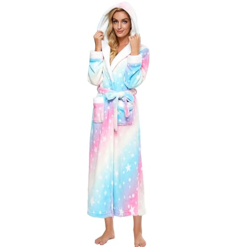 iniber Plüsch-Bademäntel für Frauen, weicher warmer Fleece-Bademantel für Damen, Damen-Bademantel Übergröße, lang, bequem, Nachtwäsche, L F01 Star, XXX-Large iniber Plüsch-Bademäntel für Frauen, weicher warmer Fleece-Bademantel für Damen, Damen-Bademantel Übergröße, lang, bequem, Nachtwäsche, L F01 Star, XXX-Large von iniber