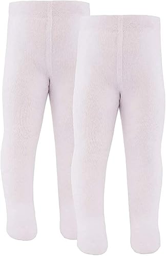 inibini 2er Pack Babystrumpfhosen/Kinderstrumpfhosen uni, 2 Strumpfhosen aus Baumwolle für Mädchen und Jungen, MADE IN EUROPE, Weiß, Gr. 62-68 von inibini