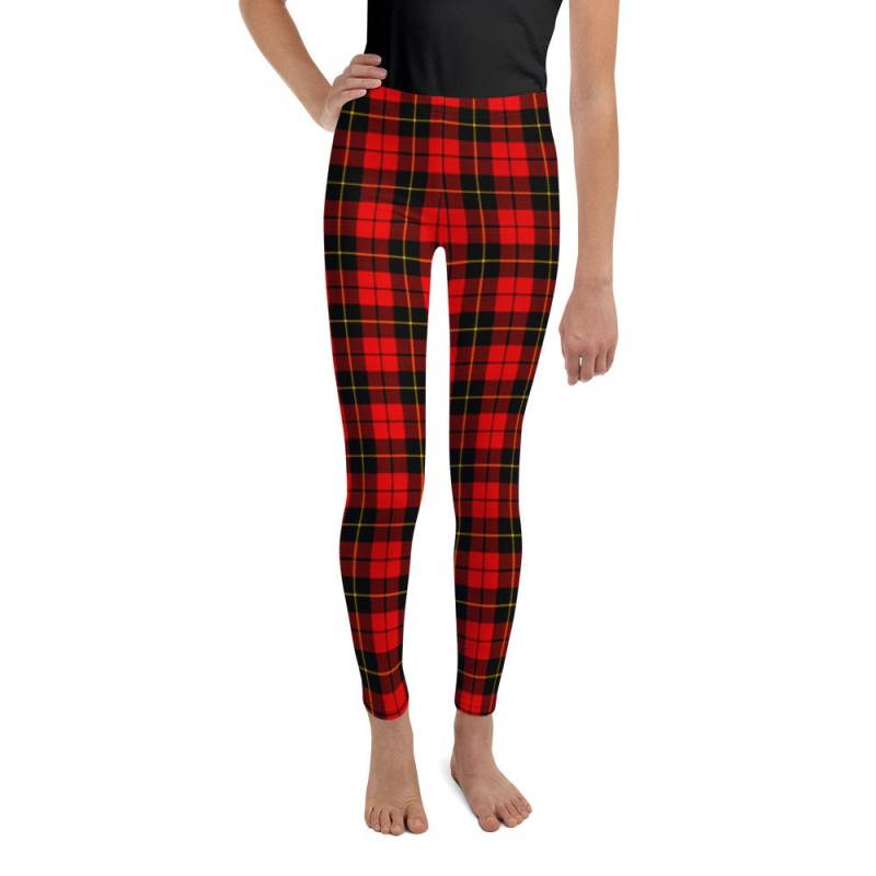 Mädchen Rot Tartan Karierte Leggings Jugend Weihnachtskleidung von inkbrick
