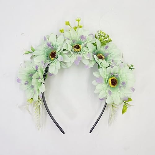 Haarreif mit Gänseblümchen Blumen Blumenkranz, Haarband Braut Trachten Haarschmuck, Haarband Stirnband für Fasching Karneval Party Kostüm Hochzeit von inkihuit