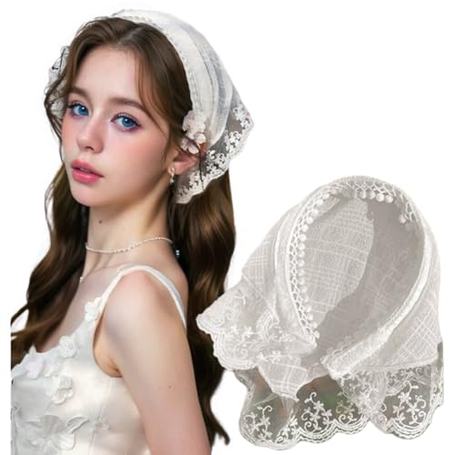 Haarreif aus Spitze, Braut Trachten Haarschmuck Damen Mädchen Haarkranz Stirnbänder Schleier Kopfschmuck mit Spitze für Karneval Fasching Hochzeit, Weiß Haarreif aus Spitze, Braut Trachten Haarschmuck Damen Mädchen Haarkranz Stirnbänder Schleier Kopfschmuck mit Spitze für Karneval Fasching Hochzeit, Weiß von inkihuit