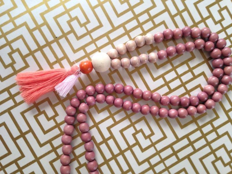 Boho Kette "Pink Glitter" von inkiko