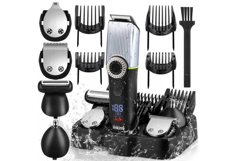 inkint Haar- und Bartschneider All-in-1 Haarschneidemaschine,Nasenhaartrimmer,Rasierer Herren, LED-Anzeige, IPX6 wasserdicht,39 präzise Einstellstufen,150 Min Akkulaufzeit von inkint