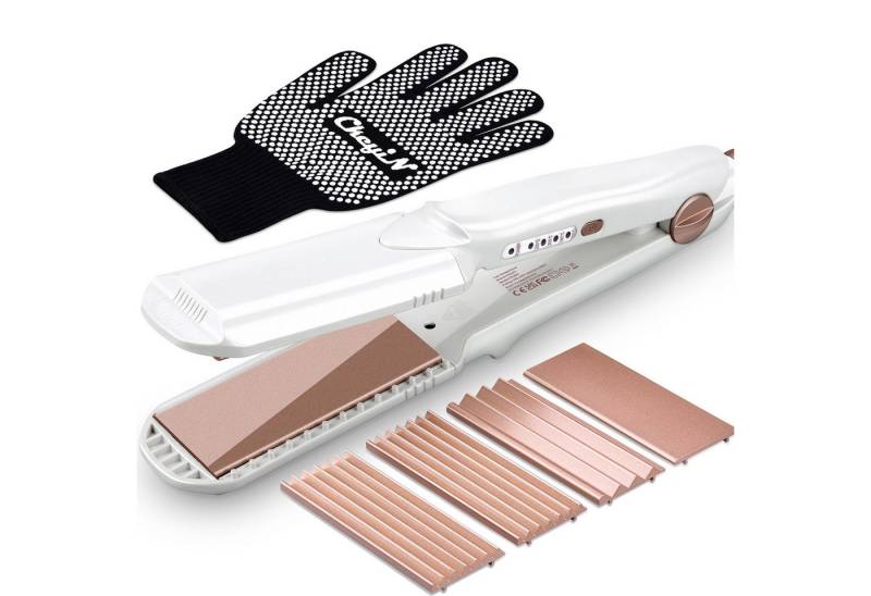 CkeyiN Pro Welleneisen Kreppeisen für Haare,Ceramic Crimp,Haarglätter Keramik, weiß, 3 in 1 Haarglätter Set Krepp Haareisen Multistyler von CkeyiN Pro