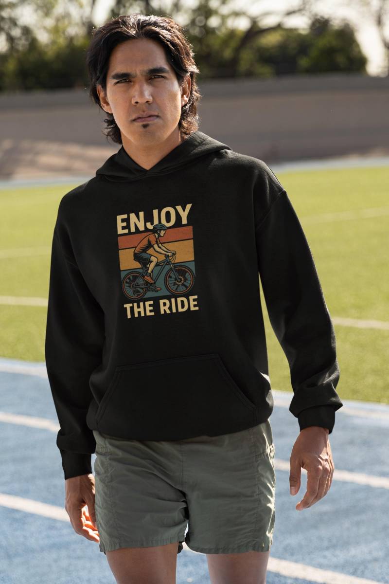 Retro Fahrrad Hoodie „Enjoy The Ride" - Unisex Kapuzenpullover Für Radfahrer, Geschenk Mountainbike Fans, Cycling Sweatshirt von inkspireTM