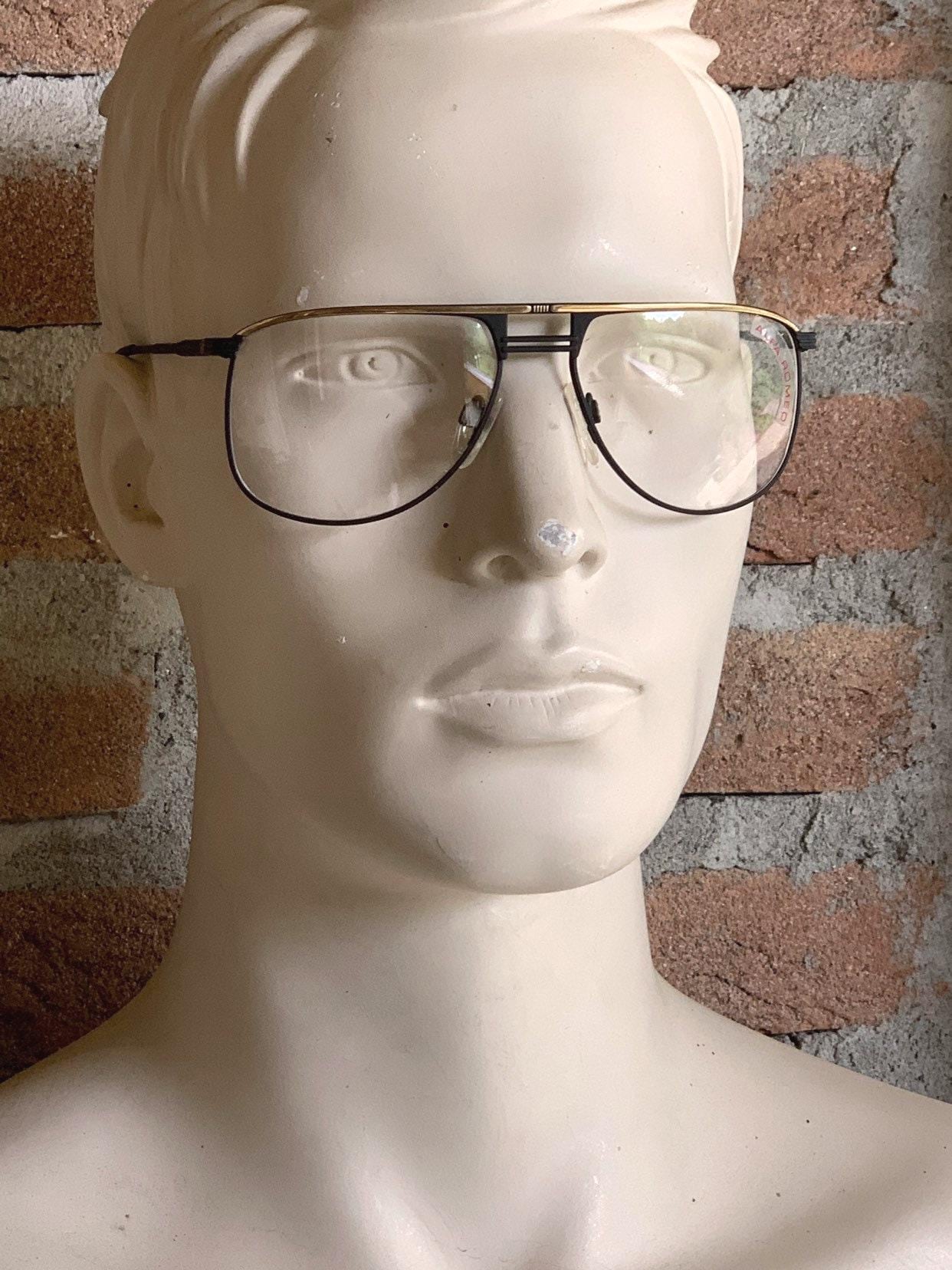 Alfa X Romeo Vintage Pilotenbrille, Sonnenbrille, Brille, Schwarz-Goldene Fassung, Herrenbrille von inlove4vintage