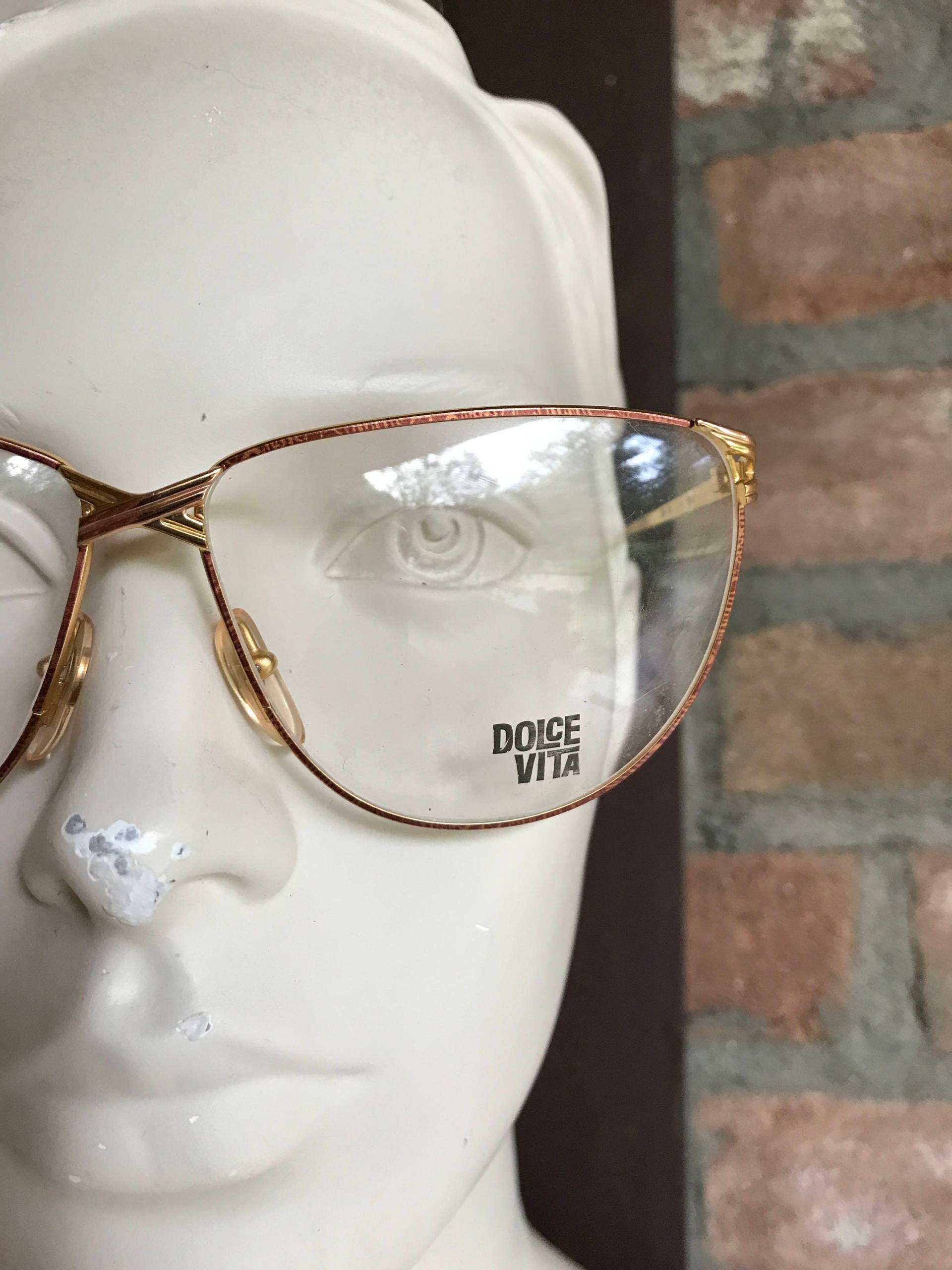 Casanova Dolce Vita Venezia, Rahmen Für Übergroße Schmetterling Brille, 24K Vergoldet, Echte Vintage, Lagerboden von inlove4vintage