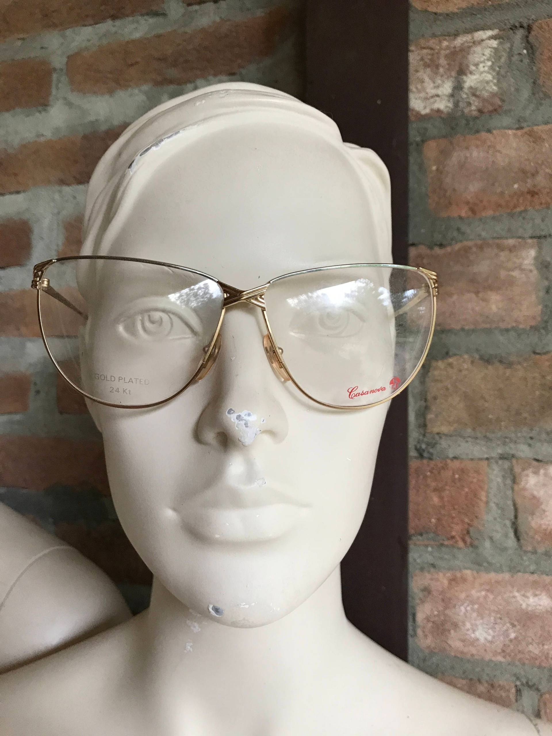 Casanova Venezia, Rahmen Für Übergroße Schmetterling Brillen, 24 K Vergoldet, Echte 80Er Jahre Vintage, Lagerboden, Nos von inlove4vintage