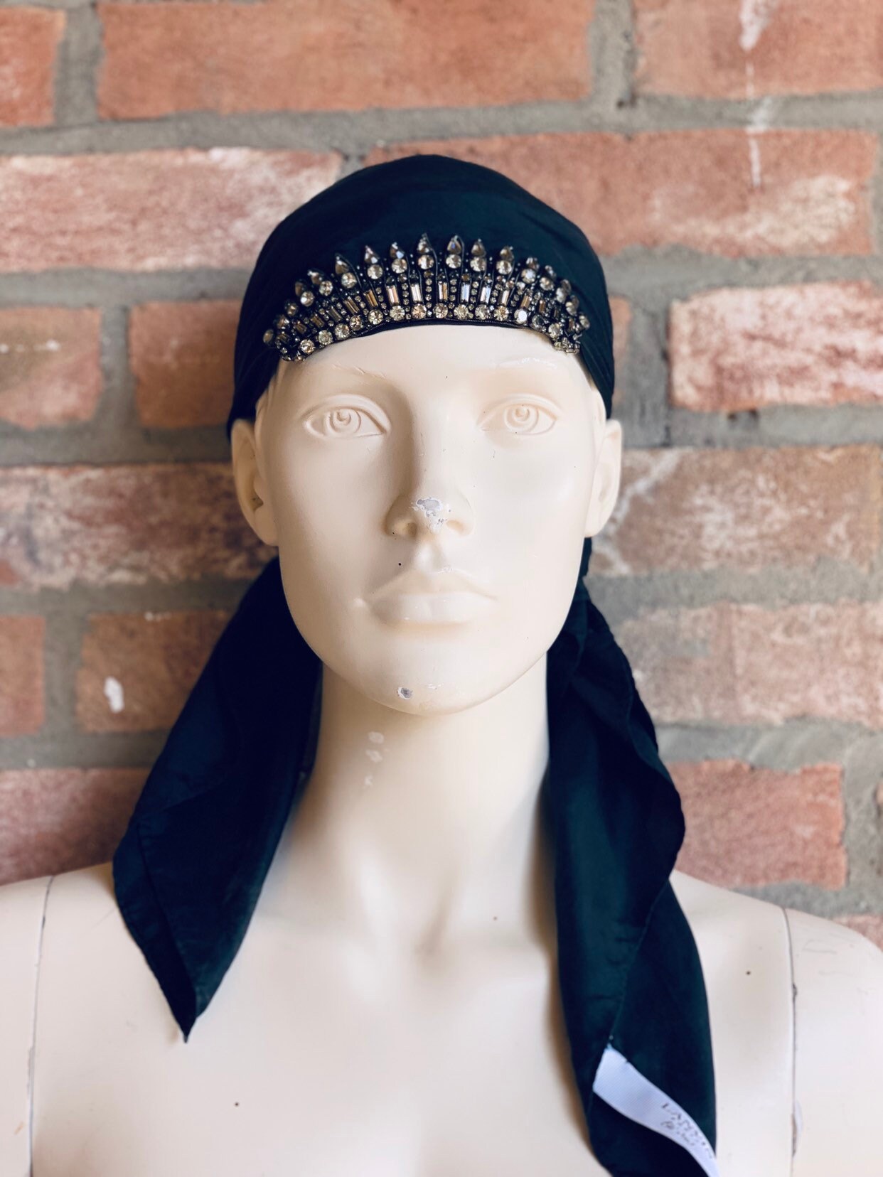 Lanvin Seidenschal, Vintage Seidenbandana, Strass, Kopftuch, Gipsy Style von inlove4vintage