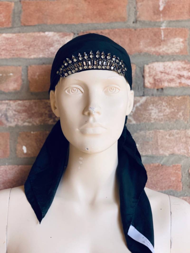 Lanvin Seidenschal, Vintage Seidenbandana, Strass, Kopftuch, Gipsy Style von inlove4vintage