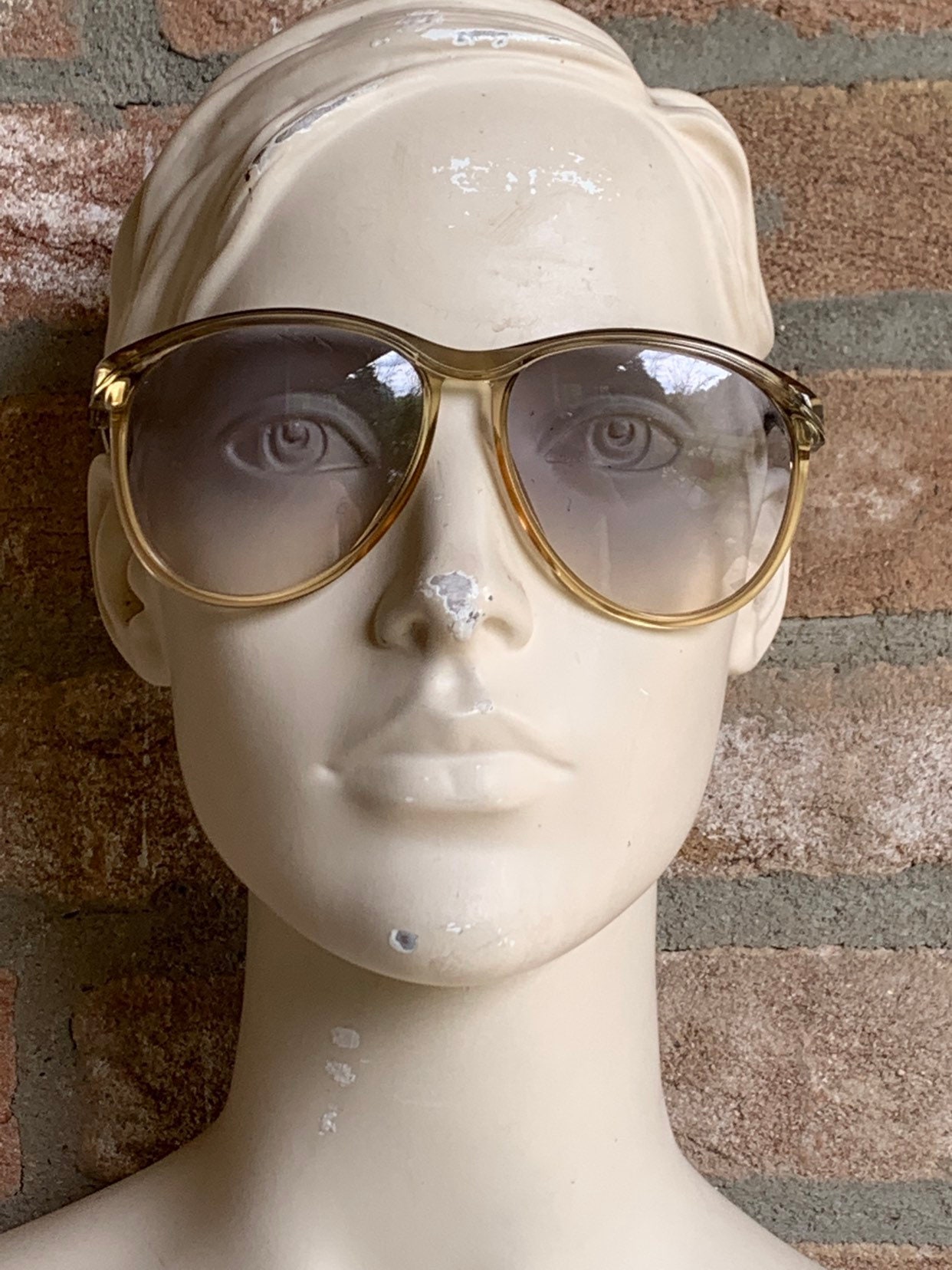 Terri Brogan Vintage Transparente Grüne Übergroße Große Tropfen-Sonnenbrille 1970Er von inlove4vintage