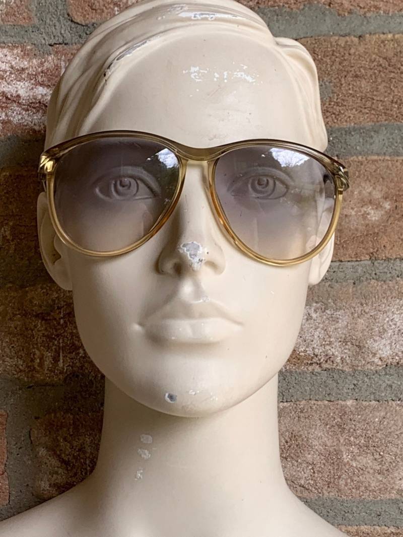 Terri Brogan Vintage Transparente Grüne Übergroße Große Tropfen-Sonnenbrille 1970Er von inlove4vintage