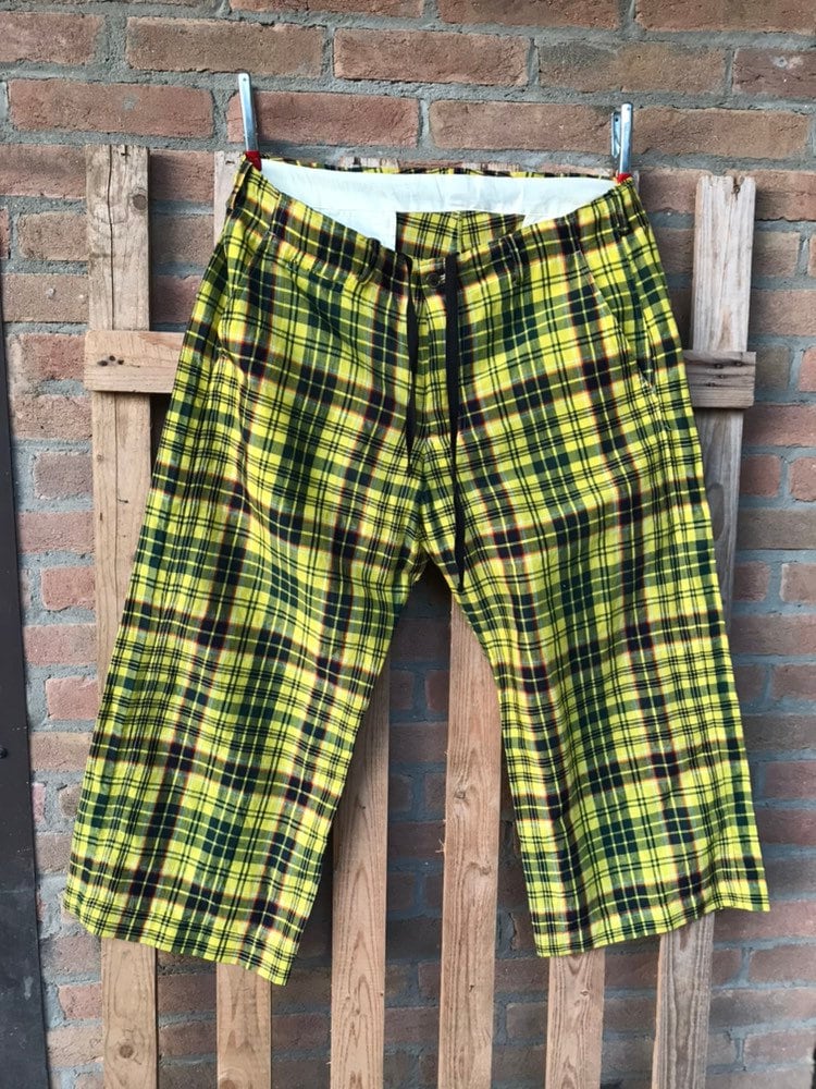 Yohji Yamamoto Oversize Hose, Gelb Tartan, Baumwolle, Laufsteg von inlove4vintage