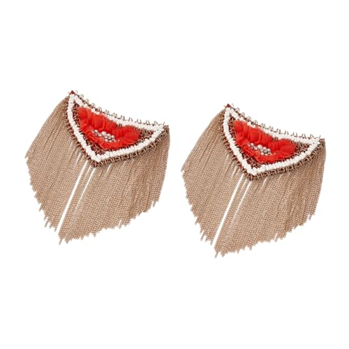 Inlzdz Stück Metallkettenschulterklappen Punkfranse Epauletten Broschennadeln Für Jacke Uniform Kostüm Rot 2 Einheitsgröße von inlzdz