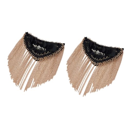 Inlzdz Stück Metallkettenschulterklappen Punkfranse Epauletten Broschennadeln Für Jacke Uniform Kostüm Schwarz 2 Einheitsgröße von inlzdz