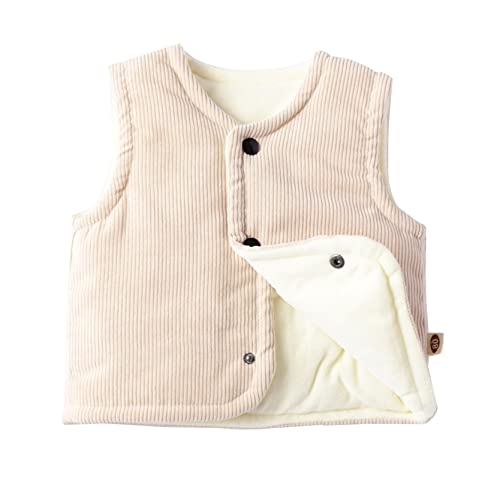 inlzdz Baby Fleece Weste Jungen Mädchen Ärmellos Fleecejacke Samt Weste Top Baumwolle Steppweste Waistcoat Warm Vest Gepolsterte Weste Säugling Kleinkind Beige 86-92 von inlzdz