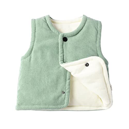 inlzdz Baby Fleece Weste Jungen Mädchen Ärmellos Fleecejacke Samt Weste Top Baumwolle Steppweste Waistcoat Warm Vest Gepolsterte Weste Säugling Kleinkind Grün 68-74 von inlzdz