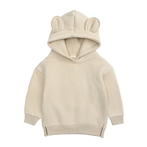 inlzdz Baby Hoodies Kleinkind Sweatshirts Mit Kapuze Cartoon 3D Ohr Kapuzenpullover Fleece Sweatjacke Pullover Kinder Outwear Apricot 68-74 von inlzdz