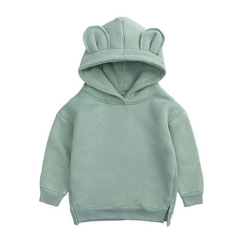 inlzdz Baby Hoodies Kleinkind Sweatshirts Mit Kapuze Cartoon 3D Ohr Kapuzenpullover Fleece Sweatjacke Pullover Kinder Outwear Grün 68-74 von inlzdz