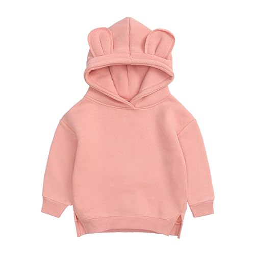 inlzdz Baby Hoodies Kleinkind Sweatshirts Mit Kapuze Cartoon 3D Ohr Kapuzenpullover Fleece Sweatjacke Pullover Kinder Outwear Hellrosa 80-92 von inlzdz