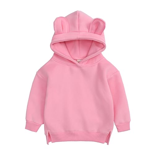 inlzdz Baby Hoodies Kleinkind Sweatshirts Mit Kapuze Cartoon 3D Ohr Kapuzenpullover Fleece Sweatjacke Pullover Kinder Outwear Rosa 68-74 von inlzdz