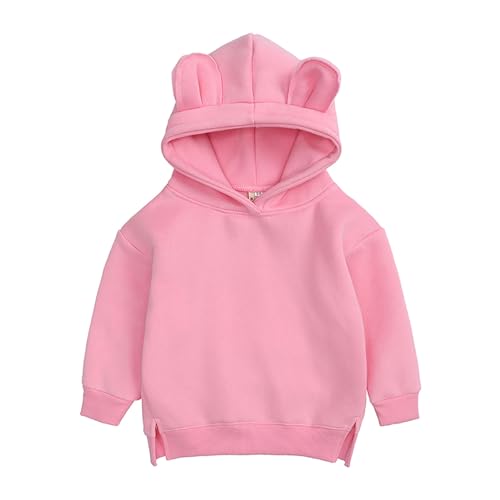 inlzdz Baby Hoodies Kleinkind Sweatshirts mit Kapuze Cartoon 3D Ohr Kapuzenpullover Baumwolle Fleece Sweatjacke Pullover Kinder Outwear Rosa 80-92 von inlzdz