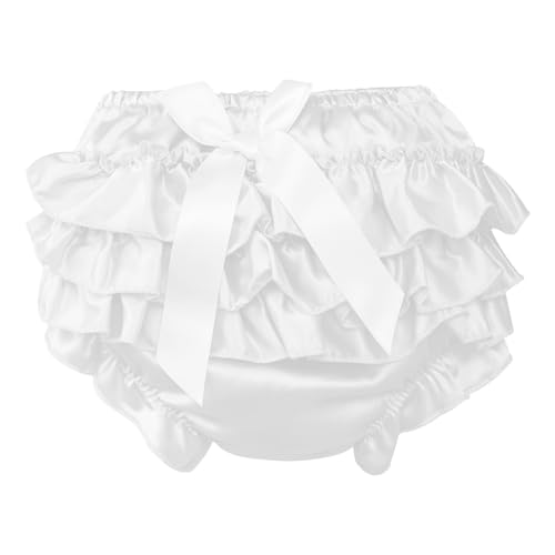 inlzdz Baby Mädchen Bloomer Shorts Baumwolle Unterwäsche Unterhosen Rüsche Hose Baby Höschen Windelhöschen Kleinkinder Pumphose Slip mit Rüschen Weiß 50-56 von inlzdz