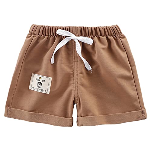 inlzdz Baby Shorts Sportliche Kurze Hose mit Kordelzug Sportshorts Elastischer Gürtel Jungen Baumwollshorts Sommerhose Freizeit Shorts Freizeitkleidung Khaki 80-86 von inlzdz