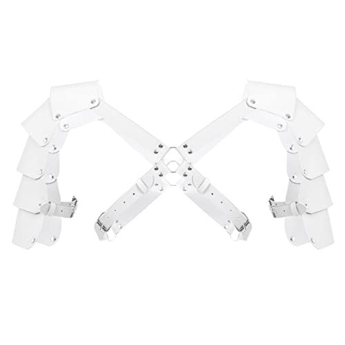 inlzdz Herren Brust Harness Leder Geschirr Oberteile Wetlook Body Bondagekleidung Männer Schulter Gürtel Erotik Wäsche Cosplay Party Clubwear Weiß G One Size von inlzdz